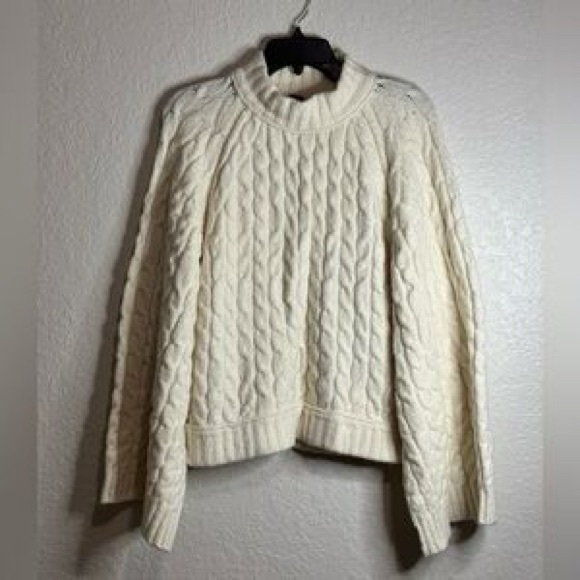 Free People Sweaters - Free people bell sleeve cream cable knit sweater size XS